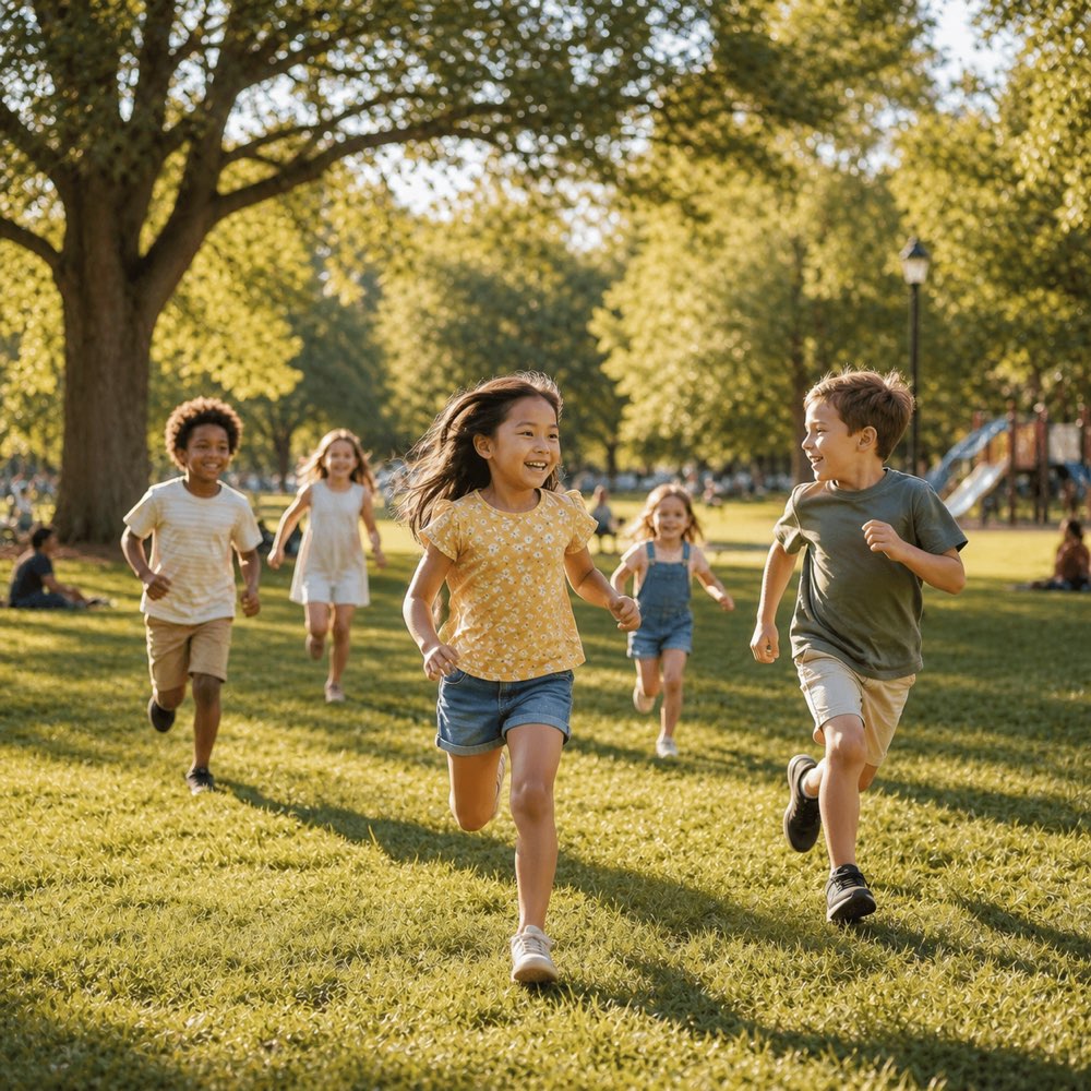 Children enjoying the North Hill by Solmar community park in Bolton