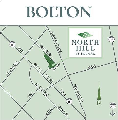 North Hill by Solmar community site plan and location map in Bolton Ontario